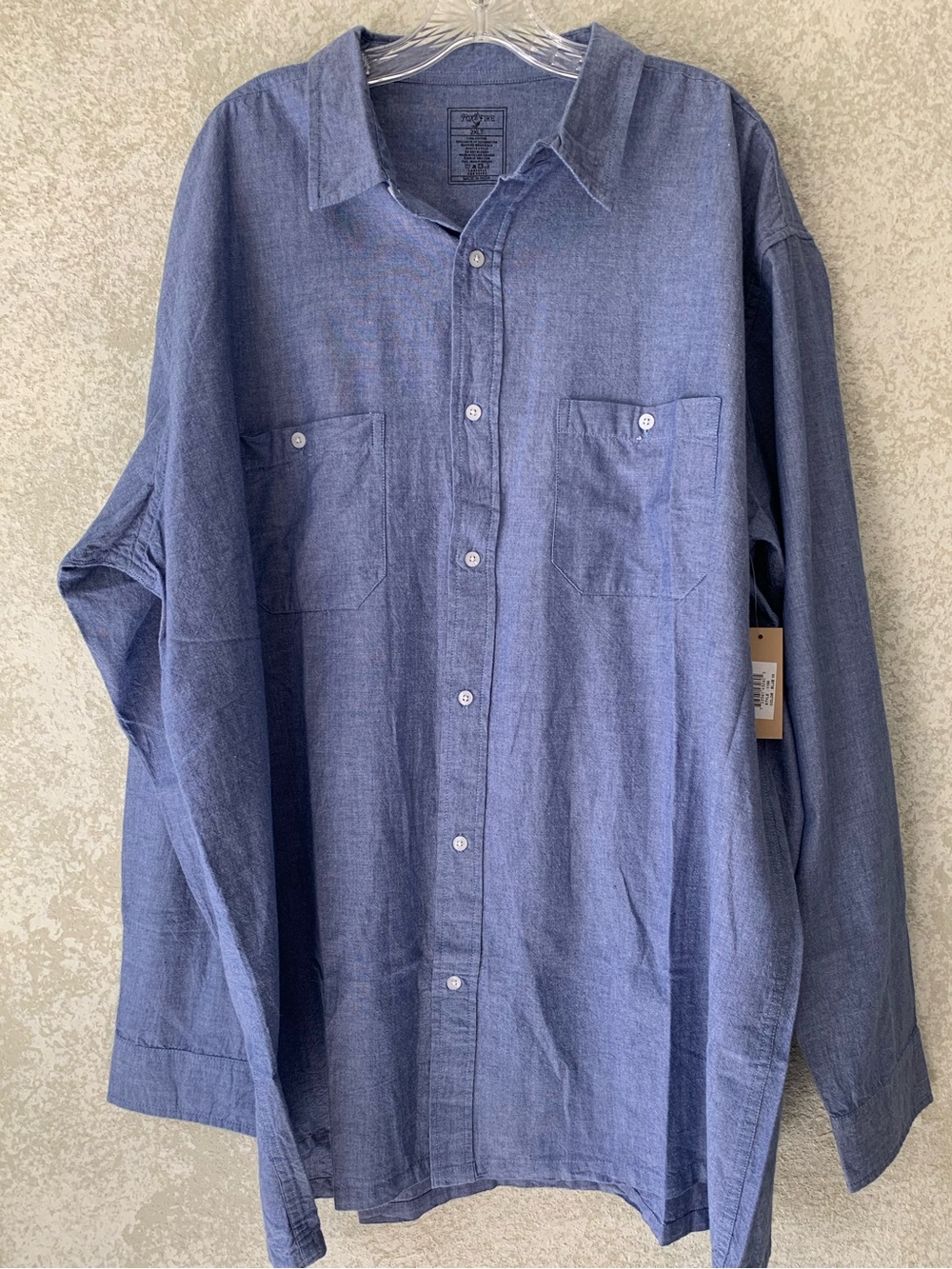 Foxfire Mens 2XLT Blue Cotton Chambray Long Sleeve Button Down Shirt 1158 NWT